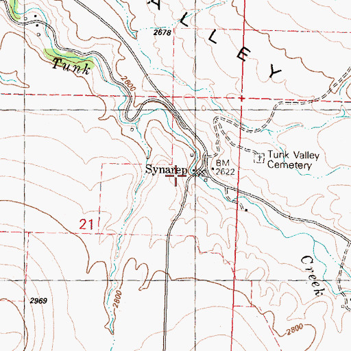 Topographic Map of Synarep, WA