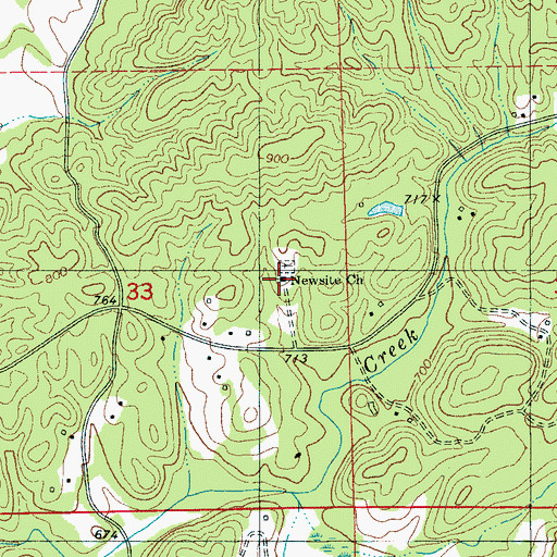 Topographic Map of Newsite Church, AL