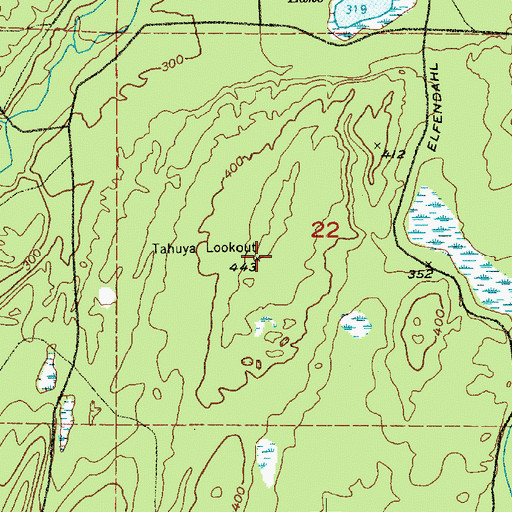 Topographic Map of Tahuya Lookout, WA