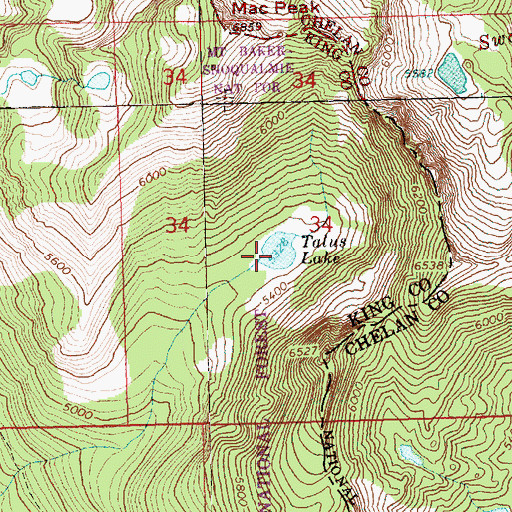 Topographic Map of Talus Lake, WA