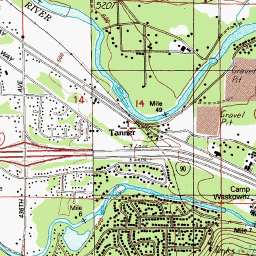 Topographic Map of Tanner, WA