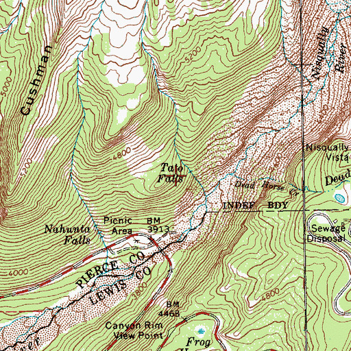 Topographic Map of Tato Falls, WA