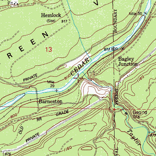 Topographic Map of Taylor Creek, WA