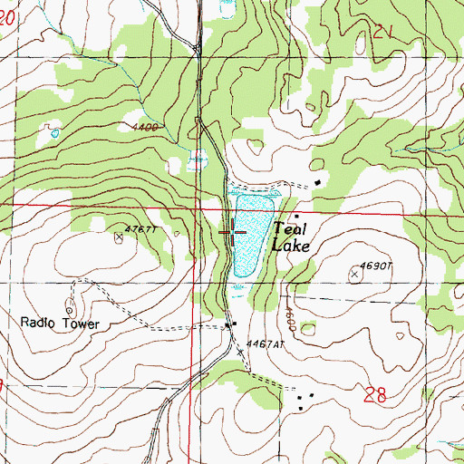 Topographic Map of Teal Lake, WA