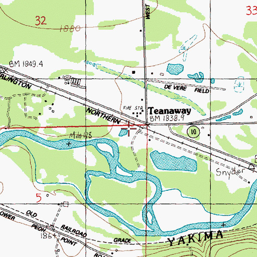 Topographic Map of Teanaway, WA