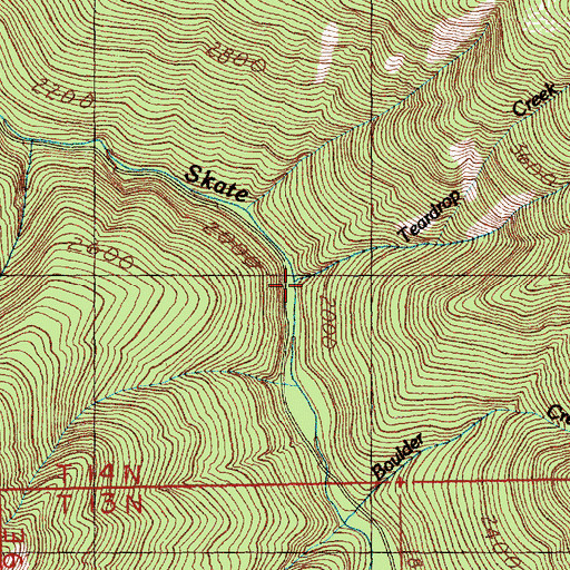 Topographic Map of Teardrop Creek, WA