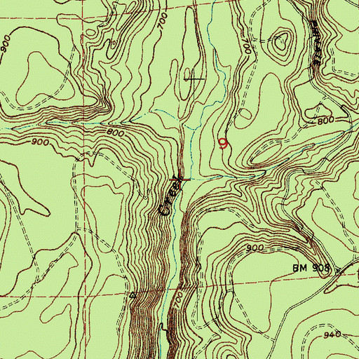 Topographic Map of Ten Creek, WA