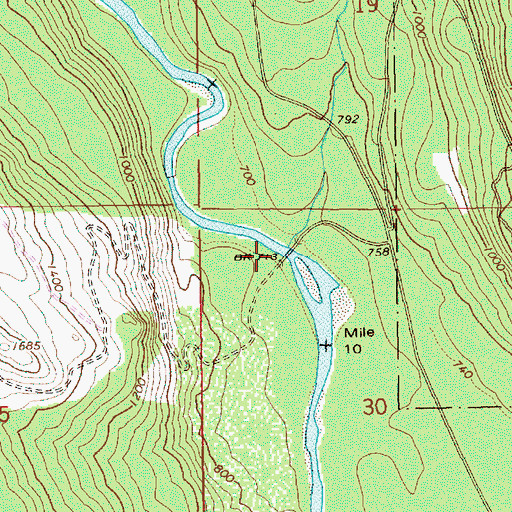 Topographic Map of Tenas Creek, WA