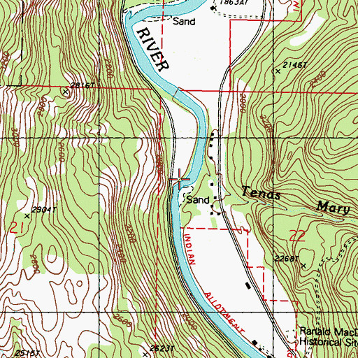 Topographic Map of Tenas Mary Creek, WA