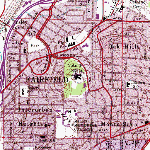 Topographic Map of Metro West Hospital (historical), AL