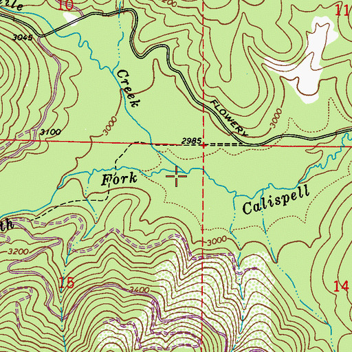 Topographic Map of Tenmile Creek, WA