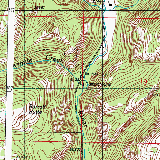 Topographic Map of Tenmile Creek, WA