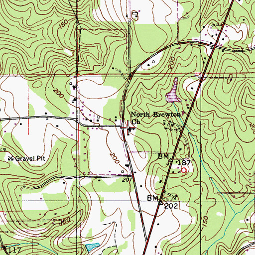 Topographic Map of North Brewton Baptist Church, AL