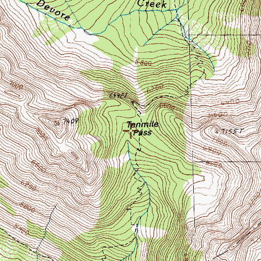 Topographic Map of Tenmile Pass, WA