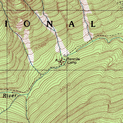 Topographic Map of Tenmile Camp, WA