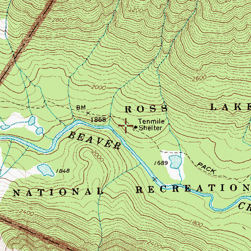 Topographic Map of Tenmile Shelter, WA