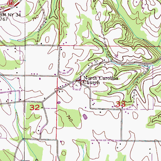 Topographic Map of North Carolina Church of Christ, AL