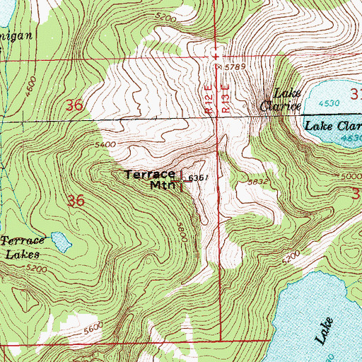 Topographic Map of Terrace Mountain, WA