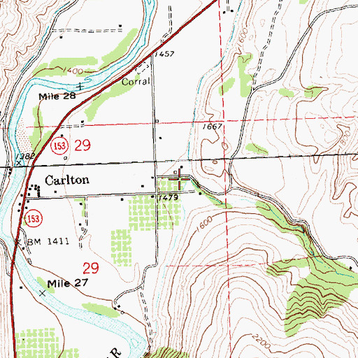 Topographic Map of Texas Creek, WA