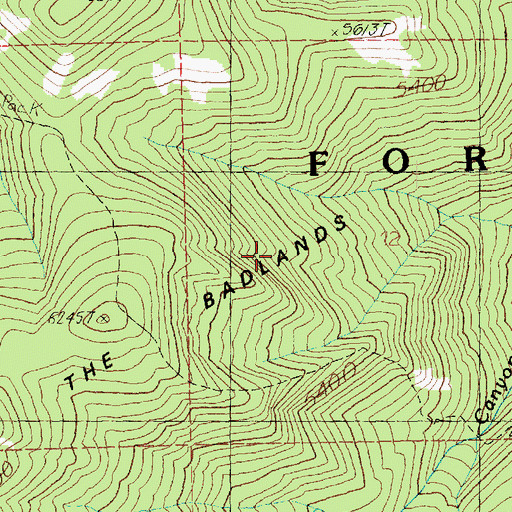 Topographic Map of The Badlands, WA