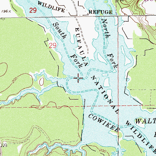 Topographic Map of North Fork Cowikee Creek, AL