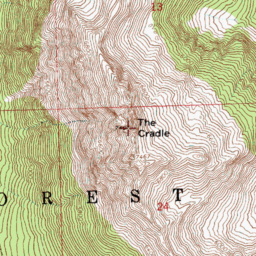 Topographic Map of The Cradle, WA
