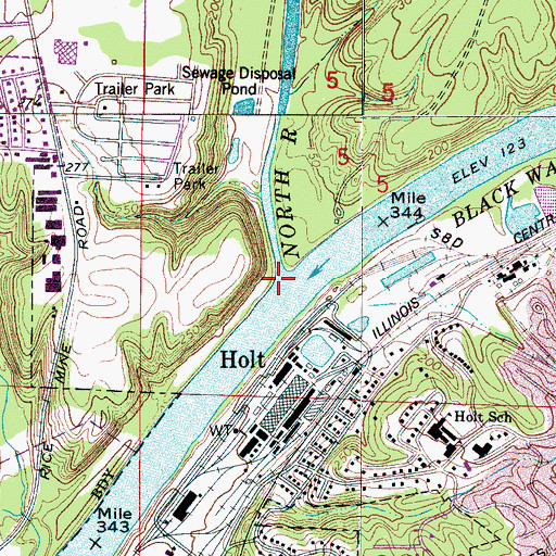 Topographic Map of North River, AL