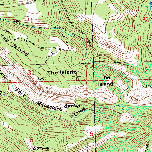 Topographic Map of The Island, WA