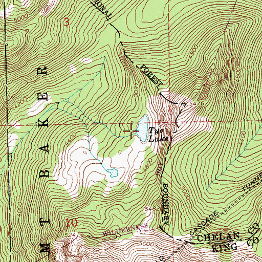 Topographic Map of Tye Lake, WA