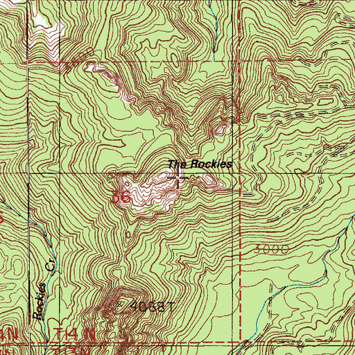 Topographic Map of The Rockies, WA