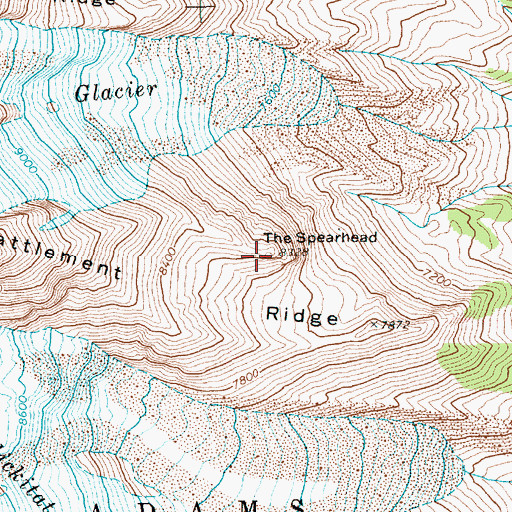 Topographic Map of The Spearhead, WA