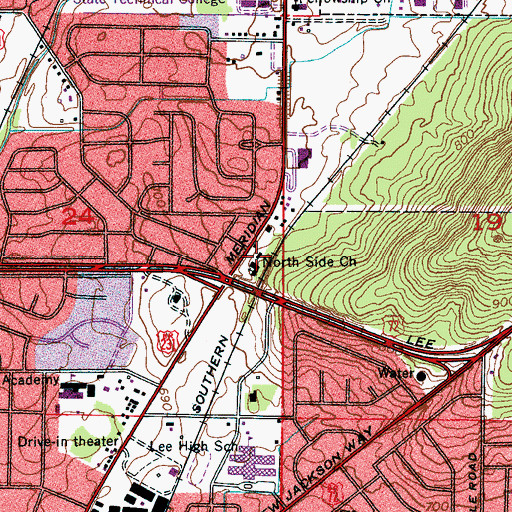 Topographic Map of Northside Baptist Church, AL