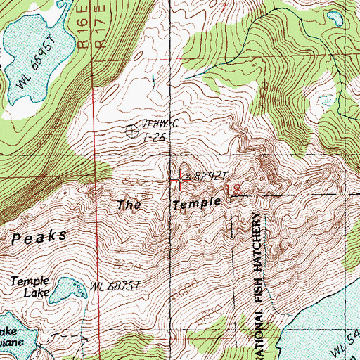 Topographic Map of The Temple, WA