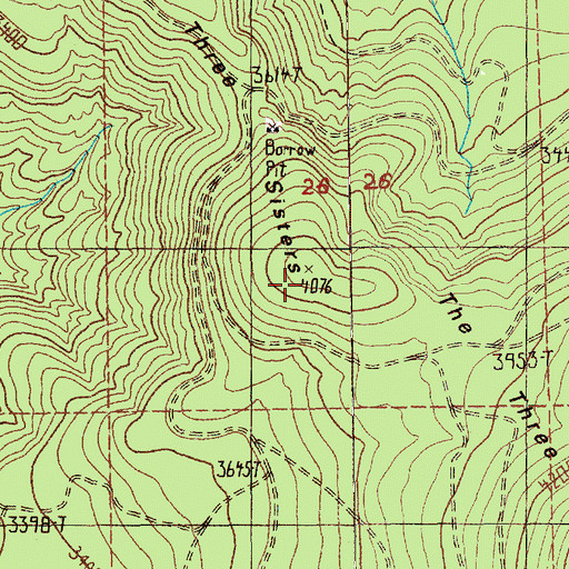 Topographic Map of The Three Sisters, WA