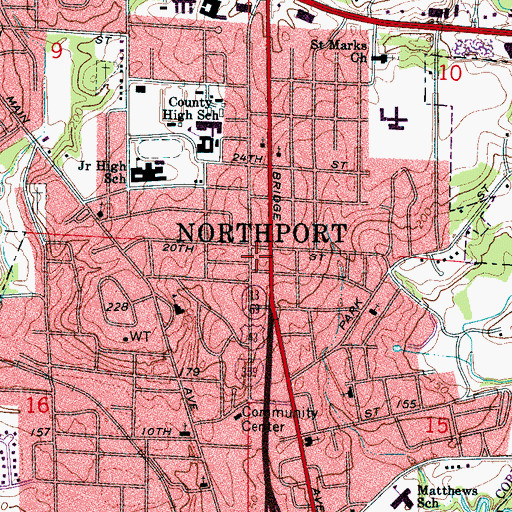 Topographic Map of Northport, AL