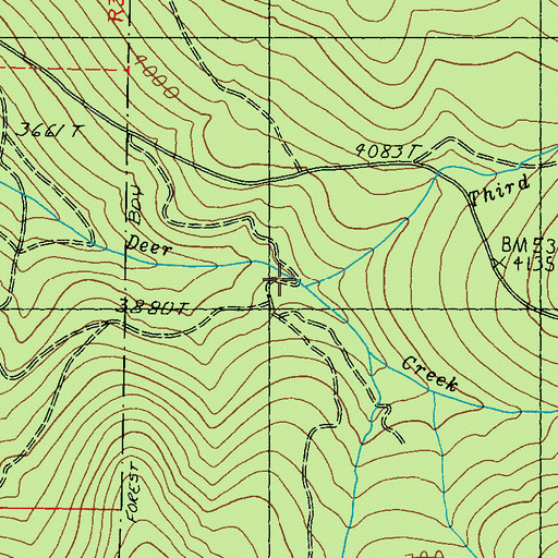 Topographic Map of Third Creek, WA