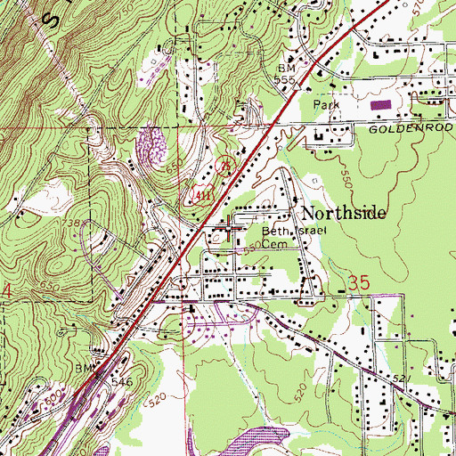 Topographic Map of Northside, AL