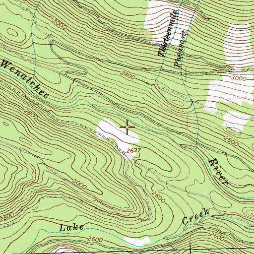 Topographic Map of Thirteenmile Creek, WA