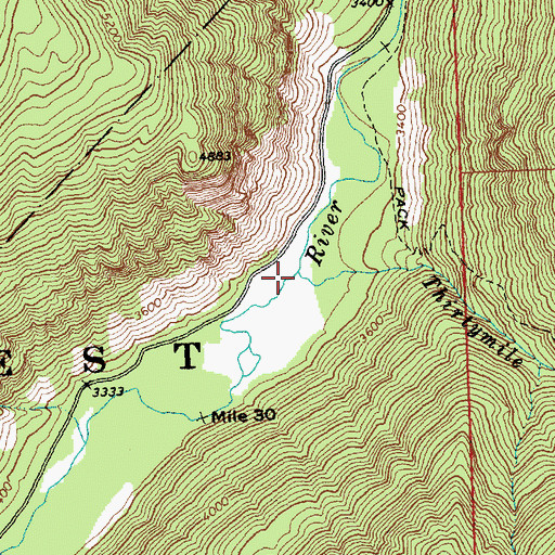 Topographic Map of Thirtymile Creek, WA