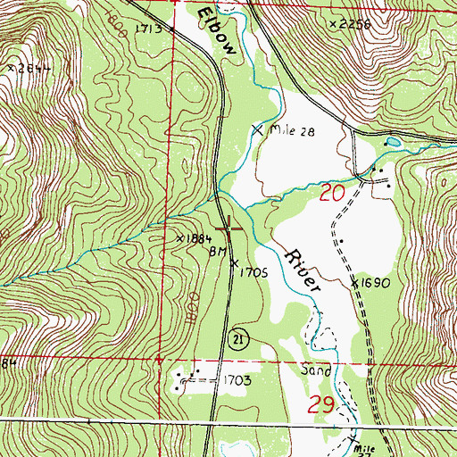 Topographic Map of Thirtymile Creek, WA