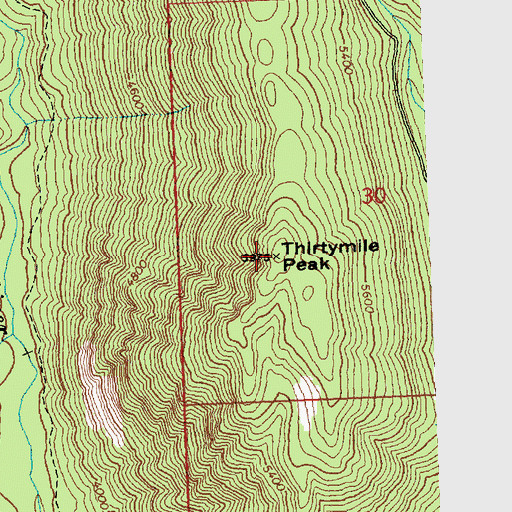 Topographic Map of Thirtymile Peak, WA