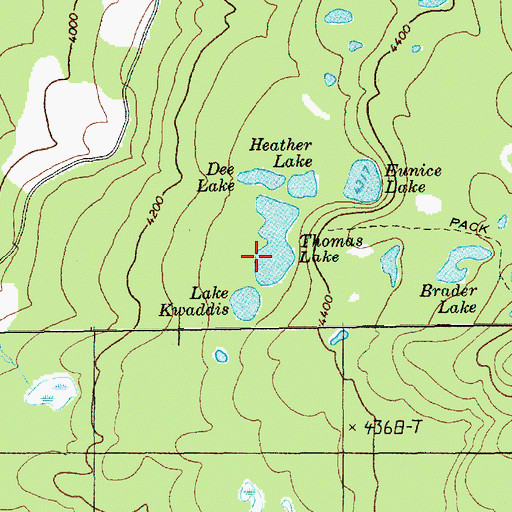 Topographic Map of Thomas Lake, WA
