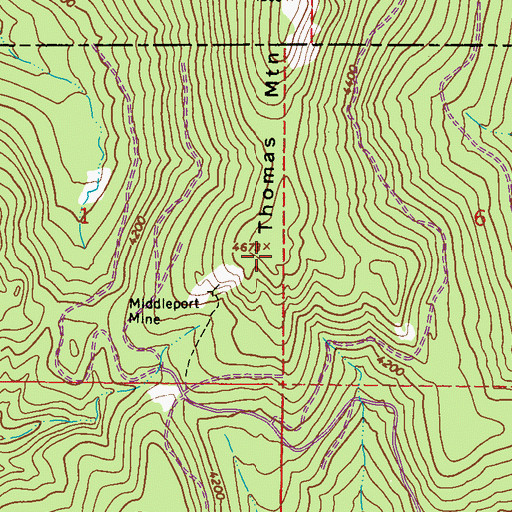 Topographic Map of Thomas Mountain, WA
