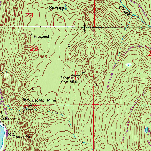 Topographic Map of Thompson Iron Mine, WA