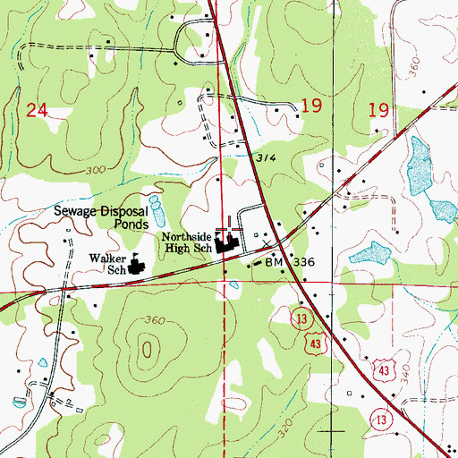 Topographic Map of Northside High School, AL
