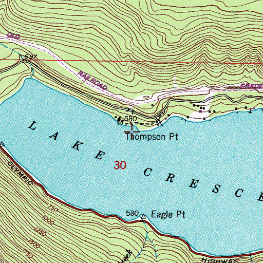 Topographic Map of Thompson Point, WA