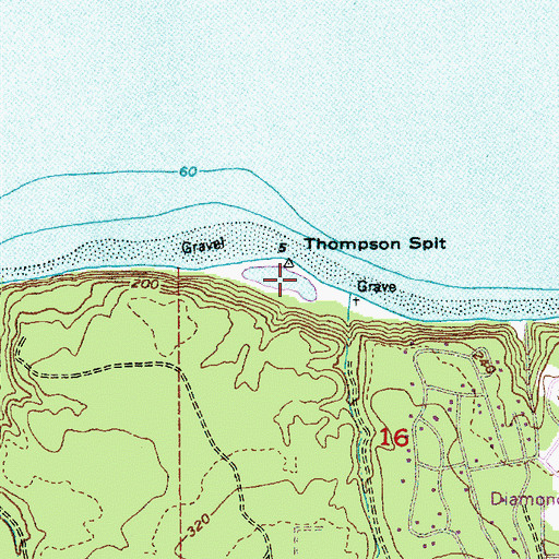 Topographic Map of Thompson Spit, WA