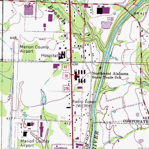 Topographic Map of Northwest Alabama State Trade School, AL
