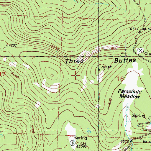 Topographic Map of Three Buttes, WA