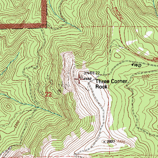 Topographic Map of Three Corner Rock, WA